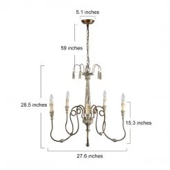 Hot Sale LNC Rustic Weathered Chandelier - 5 Lights