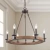 LNC Modern Wagon Wheel Chandeliers - 6 Lights-Open Box