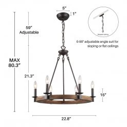LNC Modern Wagon Wheel Chandeliers - 6 Lights