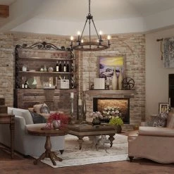 LNC Modern Wagon Wheel Chandeliers - 6 Lights