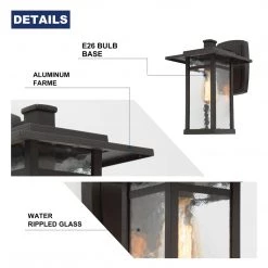 Hot Sale LNC Black Modern Seeded Glass Outdoor Wall Light 24 Hot Sale LNC Black Modern Seeded Glass Outdoor Wall Light
