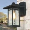 Hot Sale LNC Black Modern Seeded Glass Outdoor Wall Light