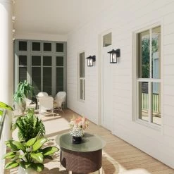 Hot Sale LNC Black Modern Seeded Glass Outdoor Wall Light