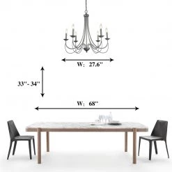 LNC Slim Metal Chandelier - 6 Lights-Clearance Lighting