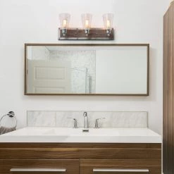 LNC Wooden Base Wall Sconce - 3 Lights Hot Sale