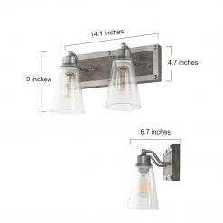 Lighting LNC Wooden Base Wall Sconce - 2 Lights-Clearance 19 Lighting LNC Wooden Base Wall Sconce - 2 Lights-Clearance