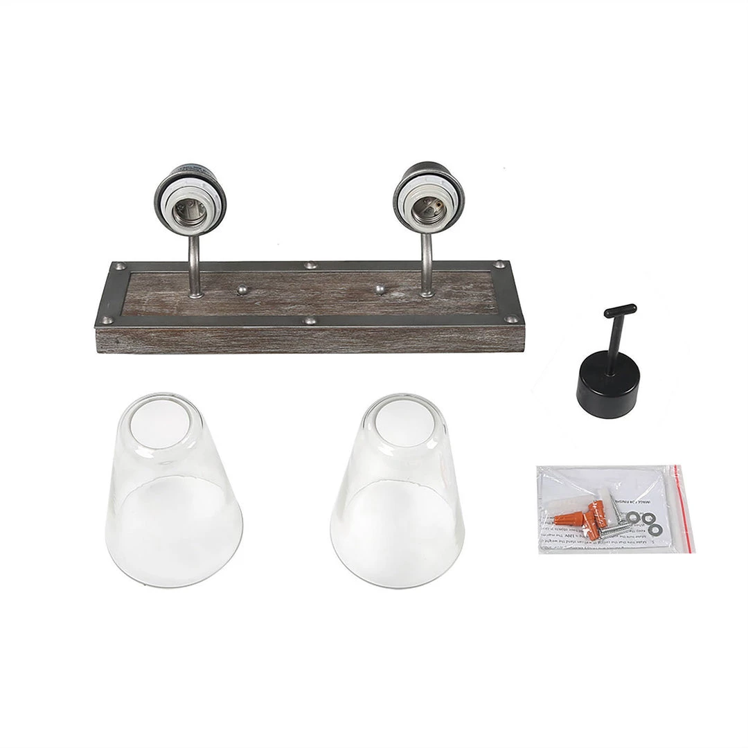 Lighting LNC Wooden Base Wall Sconce - 2 Lights-Clearance 11 Lighting LNC Wooden Base Wall Sconce - 2 Lights-Clearance