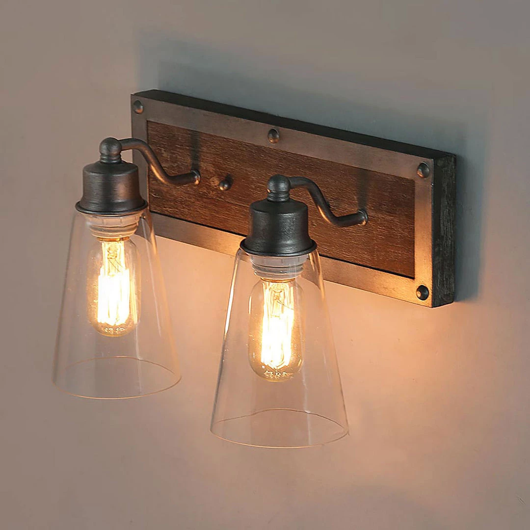 Lighting LNC Wooden Base Wall Sconce - 2 Lights-Clearance 8 Lighting LNC Wooden Base Wall Sconce - 2 Lights-Clearance