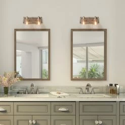 Lighting LNC Wooden Base Wall Sconce - 2 Lights-Clearance 26 Lighting LNC Wooden Base Wall Sconce - 2 Lights-Clearance