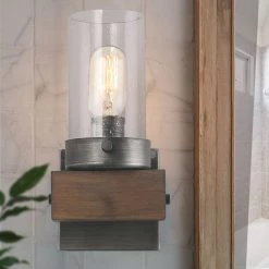 Lighting LNC Distressed Wood Wall Sconce-Clearance