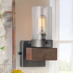 Lighting LNC Distressed Wood Wall Sconce-Clearance