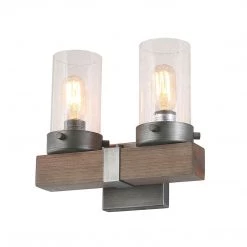 Hot Sale LNC Distressed Wood Wall Sconce - 2 Lights