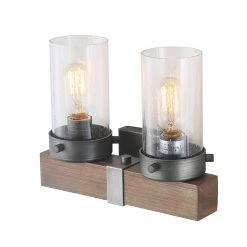 Hot Sale LNC Distressed Wood Wall Sconce - 2 Lights