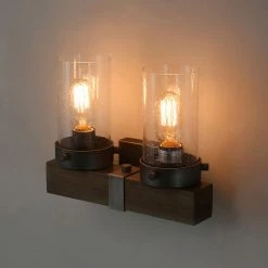 Hot Sale LNC Distressed Wood Wall Sconce - 2 Lights