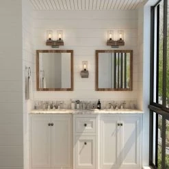 Hot Sale LNC Distressed Wood Wall Sconce - 2 Lights