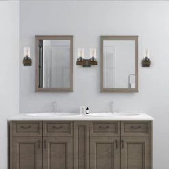 Hot Sale LNC Distressed Wood Wall Sconce - 2 Lights