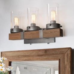 Lighting LNC Distressed Wood Wall Sconce - 3 Lights-Clearance