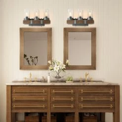 Lighting LNC Distressed Wood Wall Sconce - 3 Lights-Clearance