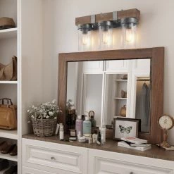 Lighting LNC Distressed Wood Wall Sconce - 3 Lights-Clearance