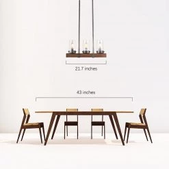 LNC Linear Rustic Wood Chandelier - 3 Lights Hot Sale