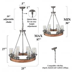 LNC Wagon Wheel Chandelier - 6 Lights