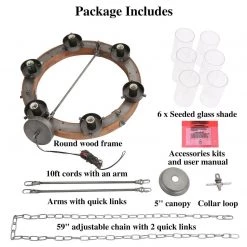 LNC Wagon Wheel Chandelier - 6 Lights-Open Box Lighting