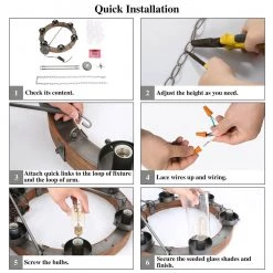 LNC Wagon Wheel Chandelier - 6 Lights