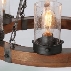 LNC Wagon Wheel Chandelier - 6 Lights-Open Box Lighting