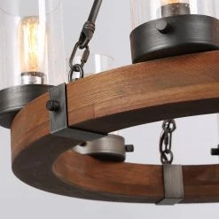 LNC Wagon Wheel Chandelier - 6 Lights-Open Box Lighting