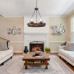 LNC Wagon Wheel Chandelier - 6 Lights-Open Box Lighting