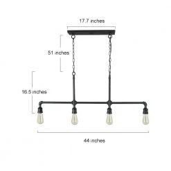LNC Linear Pipe Chandelier - 4 Lights