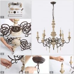 LNC Weathered Cottage Chandelier - 6 Lights