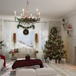 LNC Weathered Cottage Chandelier - 6 Lights