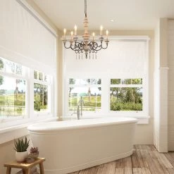 LNC Weathered Cottage Chandelier - 6 Lights-Open Box