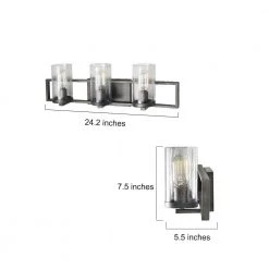 LNC Linear Seeded Glass Vanity - 3 Lights-Clearance Lighting