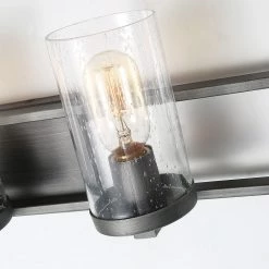 LNC Linear Seeded Glass Vanity - 3 Lights-Clearance Lighting