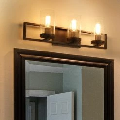 LNC Linear Seeded Glass Vanity - 3 Lights-Clearance Lighting