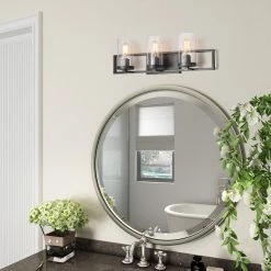 LNC Linear Seeded Glass Vanity - 3 Lights-Clearance Lighting