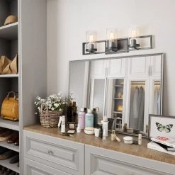 LNC Linear Seeded Glass Vanity - 3 Lights-Clearance Lighting