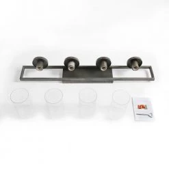 LNC Linear Seeded Glass Vanity - 4 Lights-Open Box Lighting