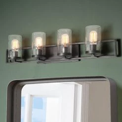 LNC Linear Seeded Glass Vanity - 4 Lights-Open Box Lighting