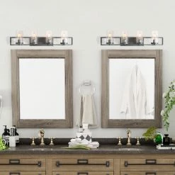 LNC Linear Seeded Glass Vanity - 4 Lights-Open Box Lighting
