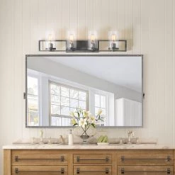 Lighting LNC Linear Seeded Glass Vanity - 4 Lights-Clearance