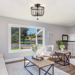 Google Ceiling Lights LNC Small Wood Beaded Semi Flush Mounts - 3 Lights