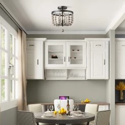 Google Ceiling Lights LNC Small Wood Beaded Semi Flush Mounts - 3 Lights