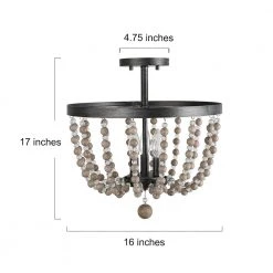 Google Lighting LNC Wood Beaded Semi Flush Mounts - 3 Lights-Clearance 18 Google Lighting LNC Wood Beaded Semi Flush Mounts - 3 Lights-Clearance