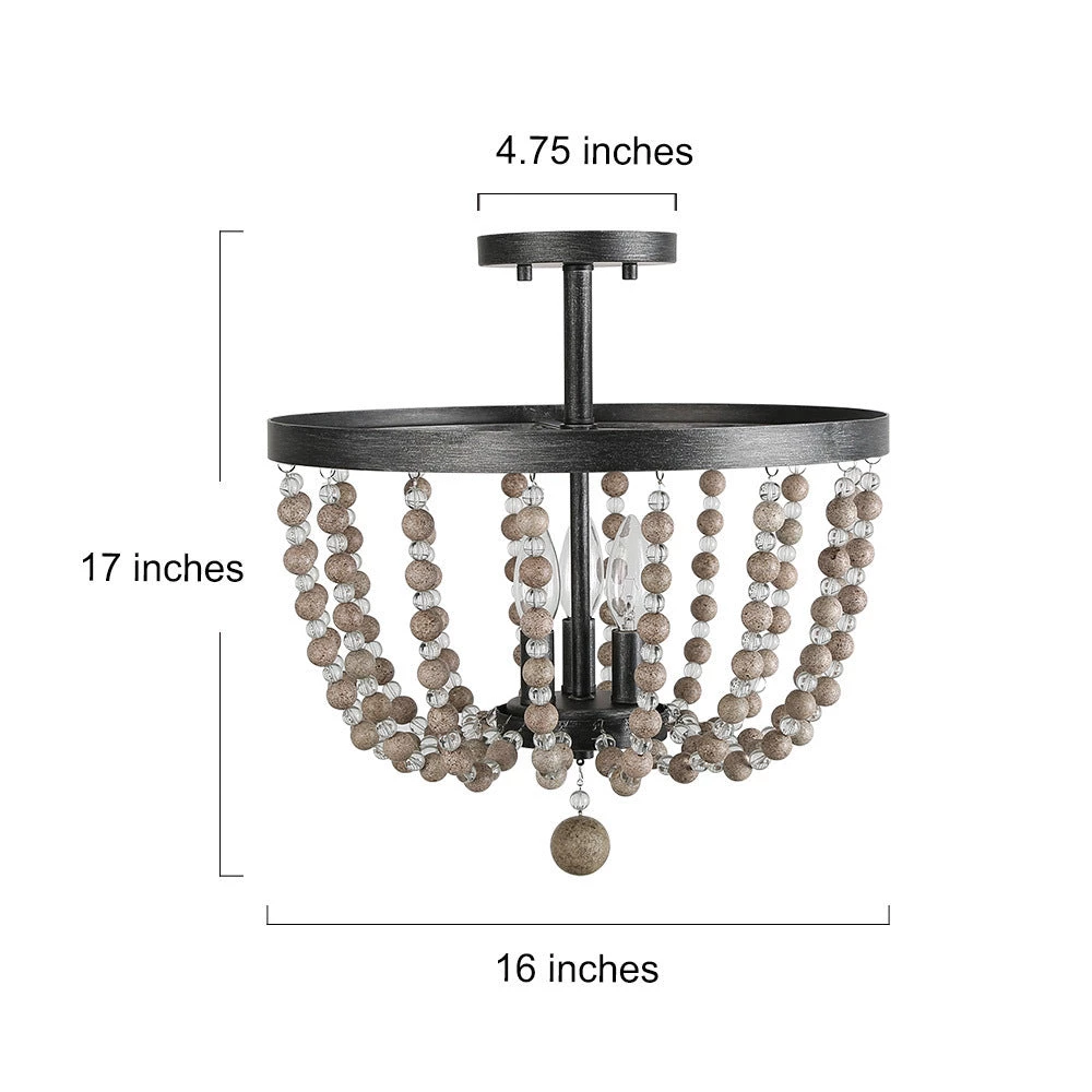 Google Lighting LNC Wood Beaded Semi Flush Mounts - 3 Lights-Clearance 7 Google Lighting LNC Wood Beaded Semi Flush Mounts - 3 Lights-Clearance