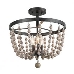 Google Lighting LNC Wood Beaded Semi Flush Mounts - 3 Lights-Clearance 25 Google Lighting LNC Wood Beaded Semi Flush Mounts - 3 Lights-Clearance