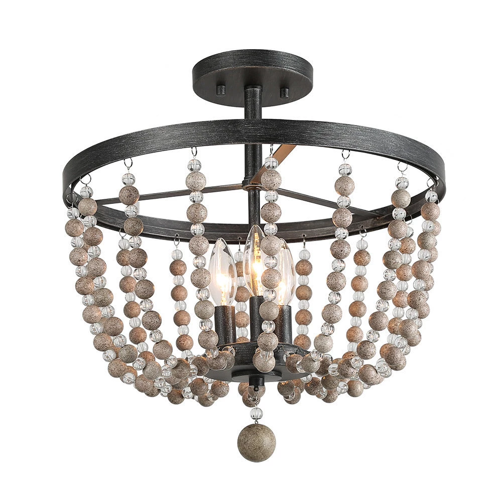 Google Lighting LNC Wood Beaded Semi Flush Mounts - 3 Lights-Clearance 14 Google Lighting LNC Wood Beaded Semi Flush Mounts - 3 Lights-Clearance