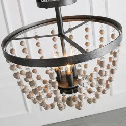 Google Lighting LNC Wood Beaded Semi Flush Mounts - 3 Lights-Clearance 20 Google Lighting LNC Wood Beaded Semi Flush Mounts - 3 Lights-Clearance